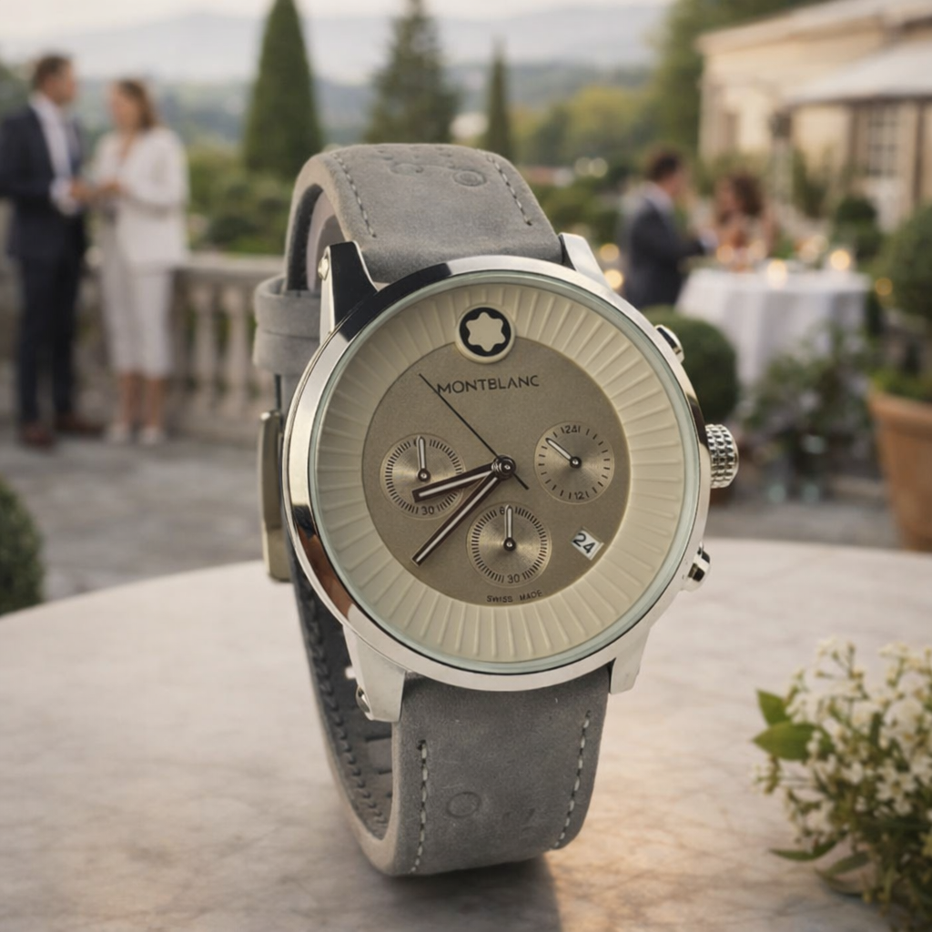 Relógio Montblanc em evento ao ar livre elegante